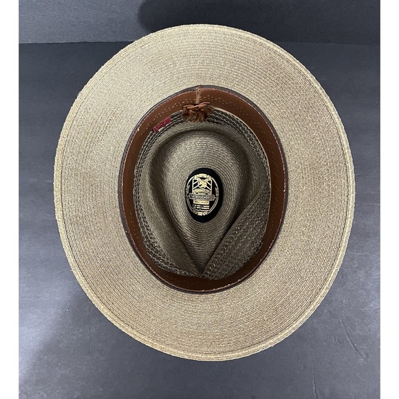 Vtg Pedigreed Thoroughbred Straw Fedora Hat 7 1/8 Custom Made Woven Panama Style - Picture 7 of 9